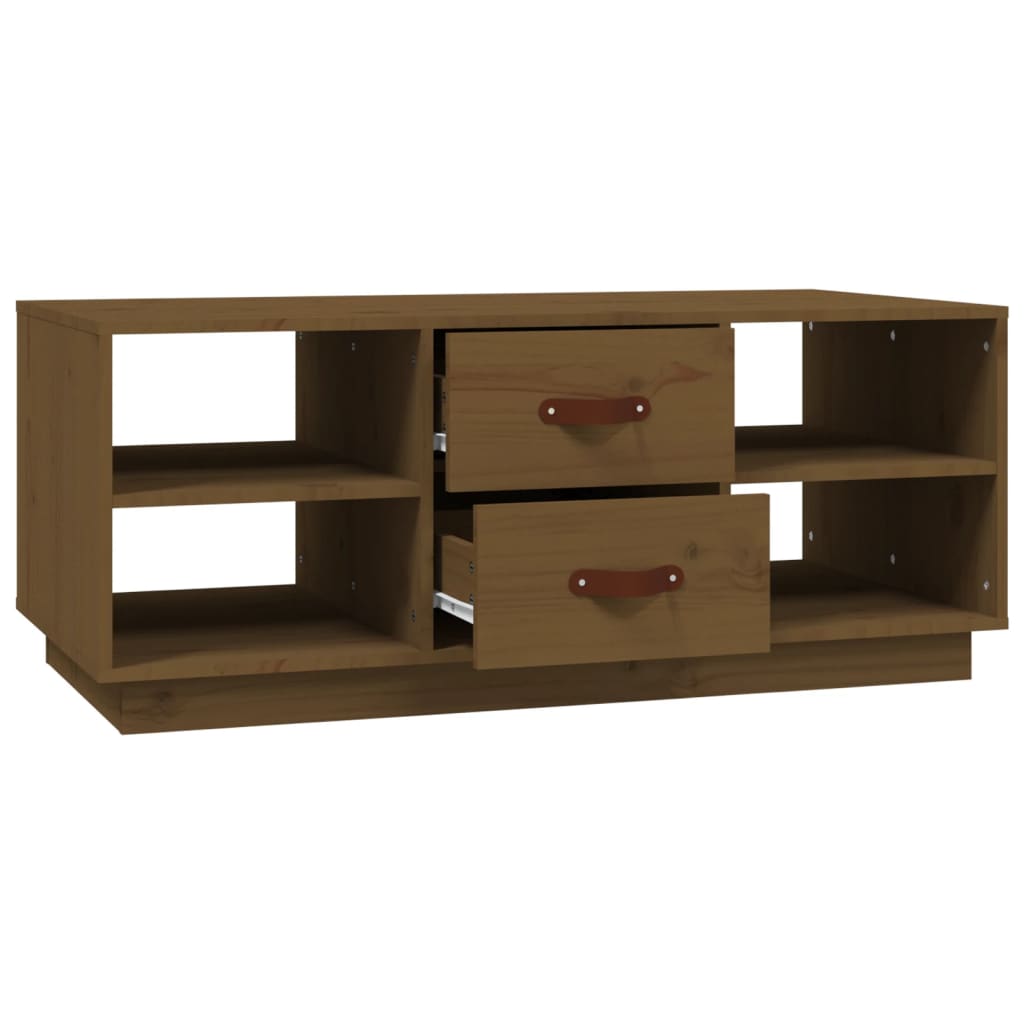 Sofabord honningbrunt 100x50x41 cm massivt fyrretræ