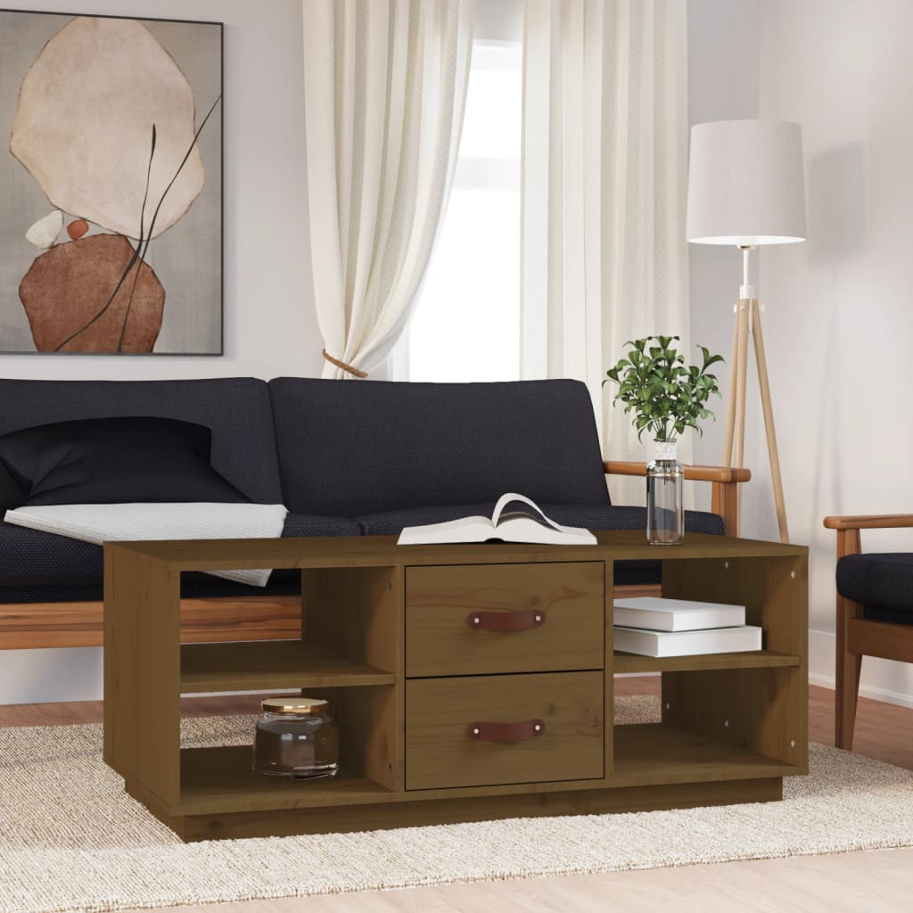 Sofabord honningbrunt 100x50x41 cm massivt fyrretræ