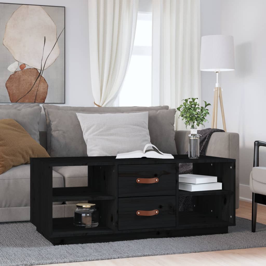 Sofabord Sort 100x50x41 cm Massiv Fyr