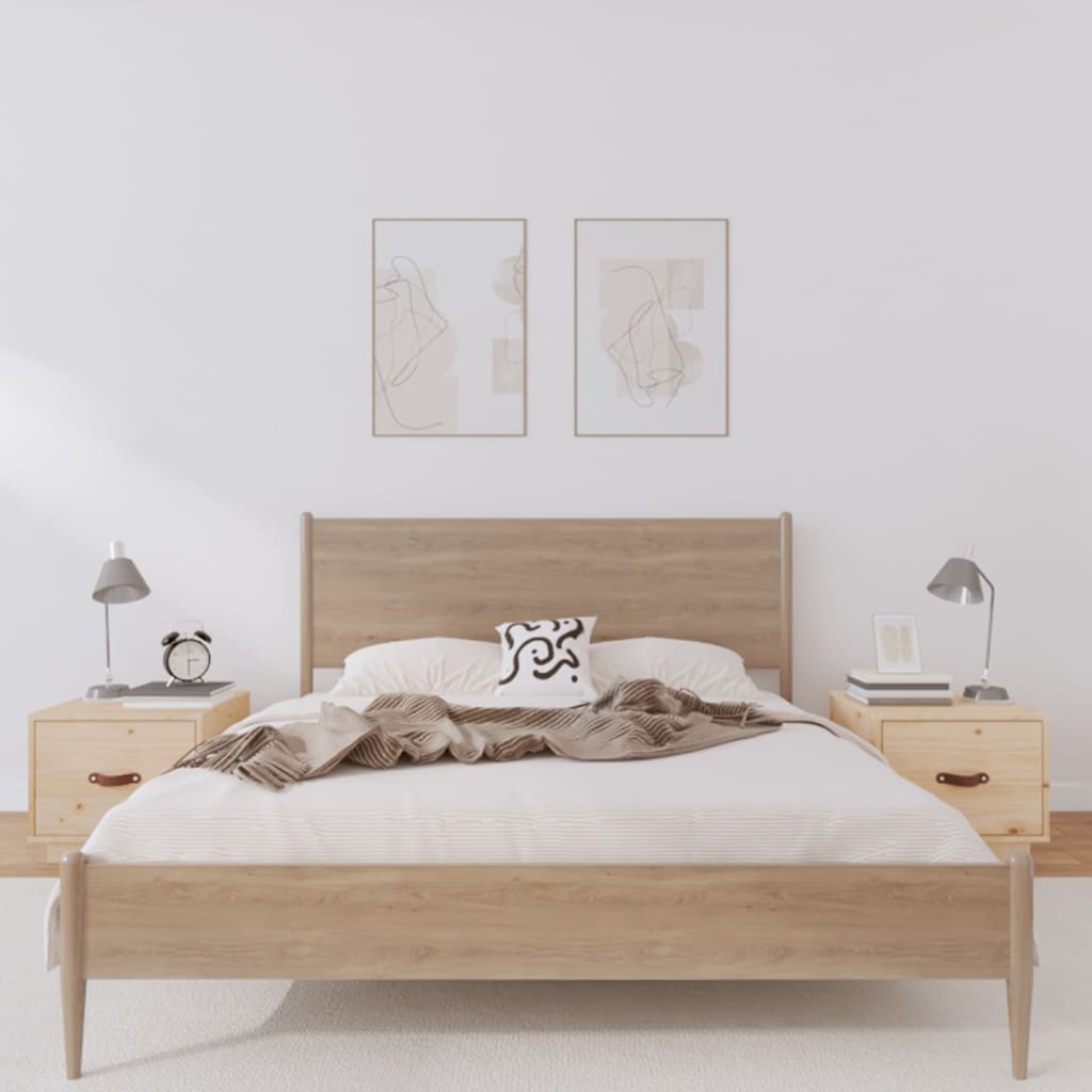 Sengeborde 2 stk 40x34x35 cm massivt fyrretræ