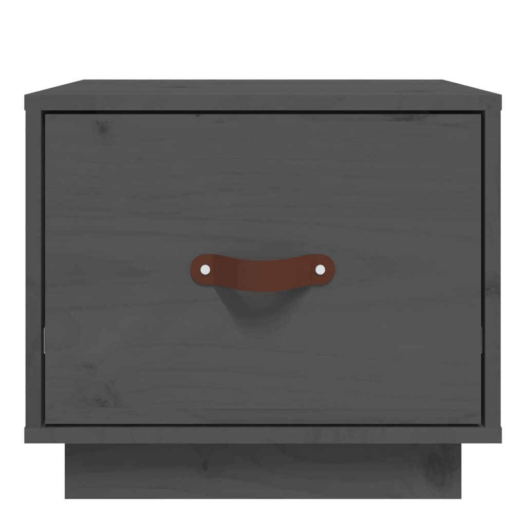 Sengeborde 2 stk Grå 40x34x35 cm massiv fyrretræ