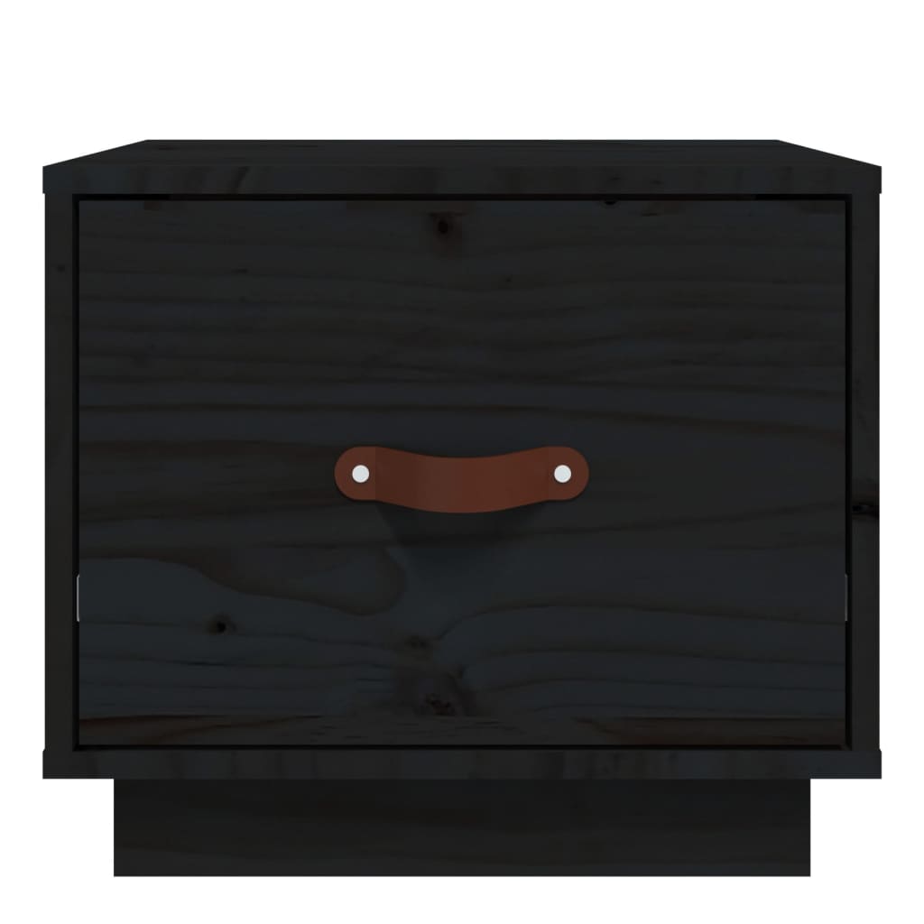 Sengeborde 2 stk Sort 40x34x35 cm massiv fyrretræ