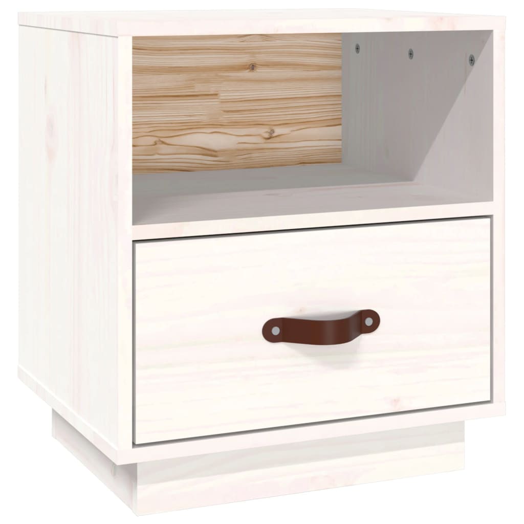 Sengebord Hvid 40x34x45 cm Massiv Fyr