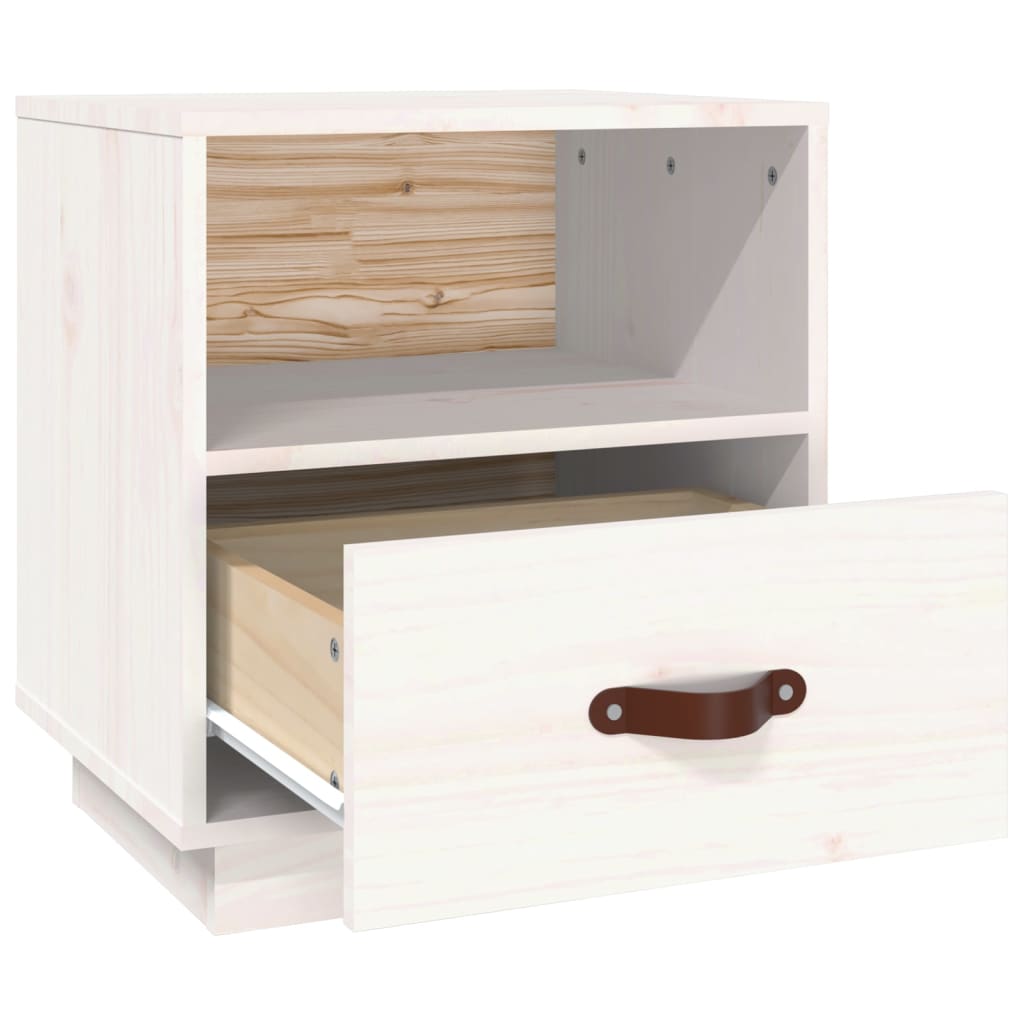 Sengebord Hvid 40x34x45 cm Massiv Fyr