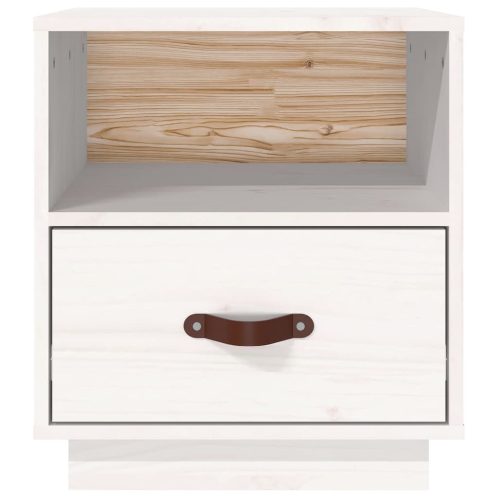 Sengeborde 2 stk Hvid 40x34x45 cm massiv fyrretræ