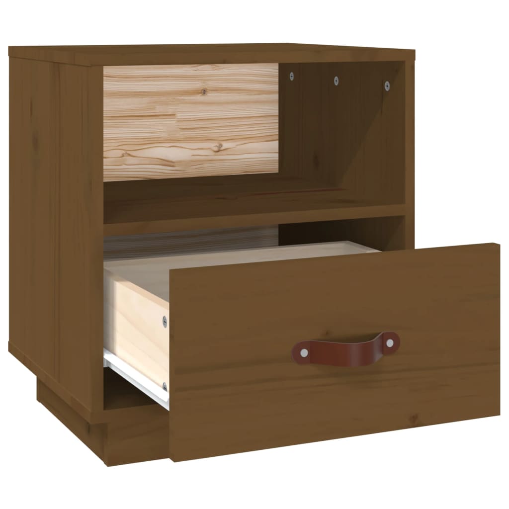 Sengebord honningbrunt 40x34x45 cm massivt fyrretræ