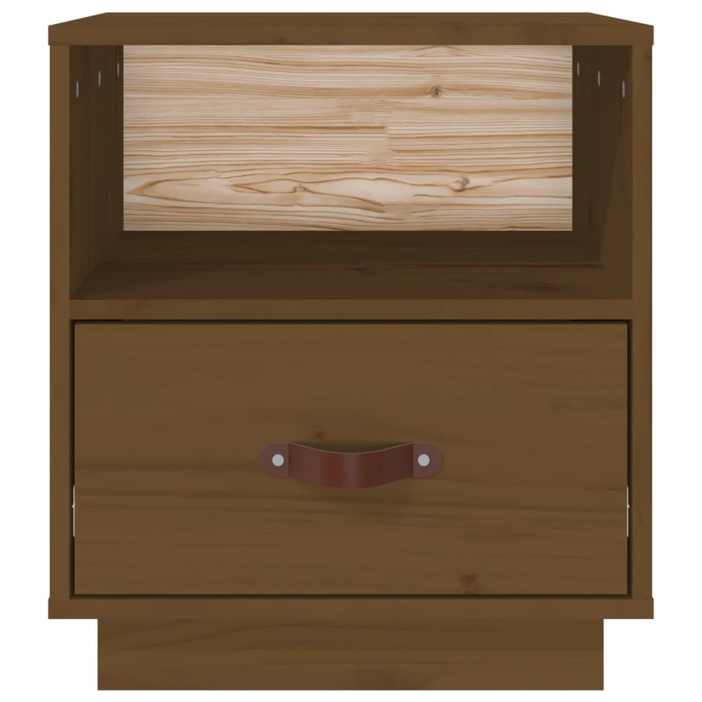 Sengeborde 2 stk Honningbrun 40x34x45 cm massiv fyrretræ