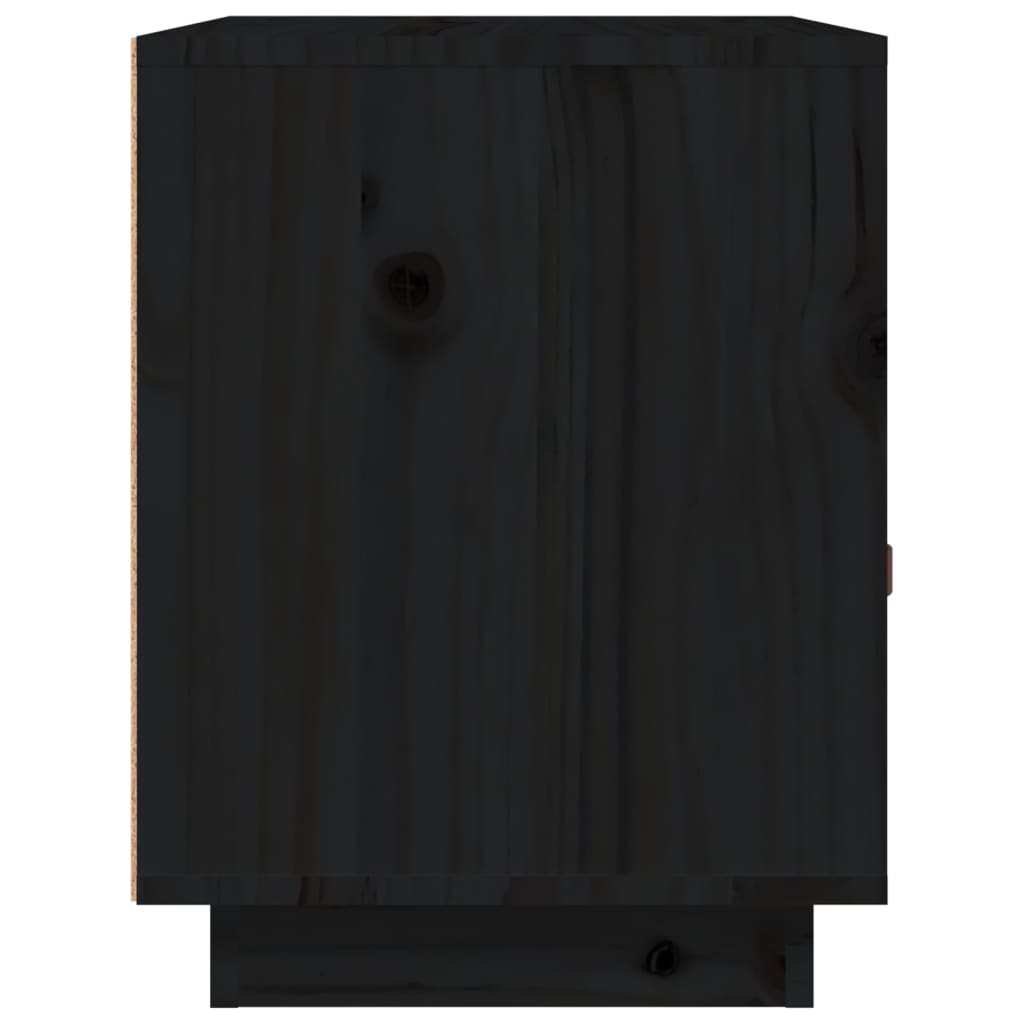 Sengeborde 2 stk Sort 40x34x45 cm massiv fyrretræ