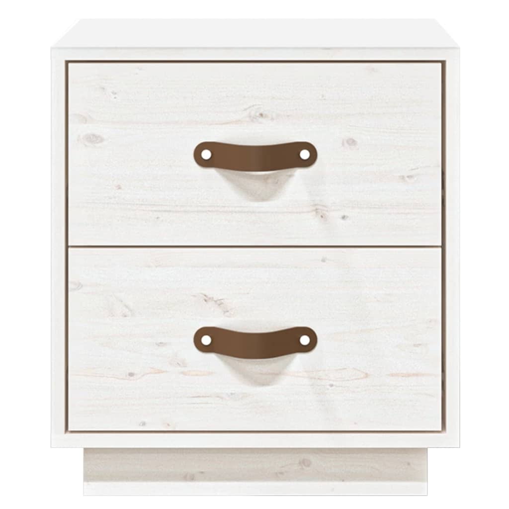 Sengeborde 2 stk Hvid 40x34x45 cm massiv fyrretræ