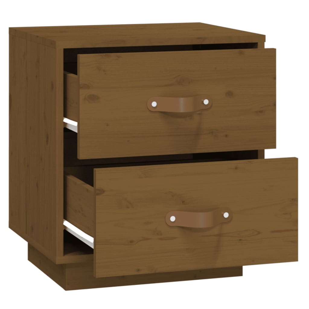 Sengebord honningbrunt 40x34x45 cm massivt fyrretræ