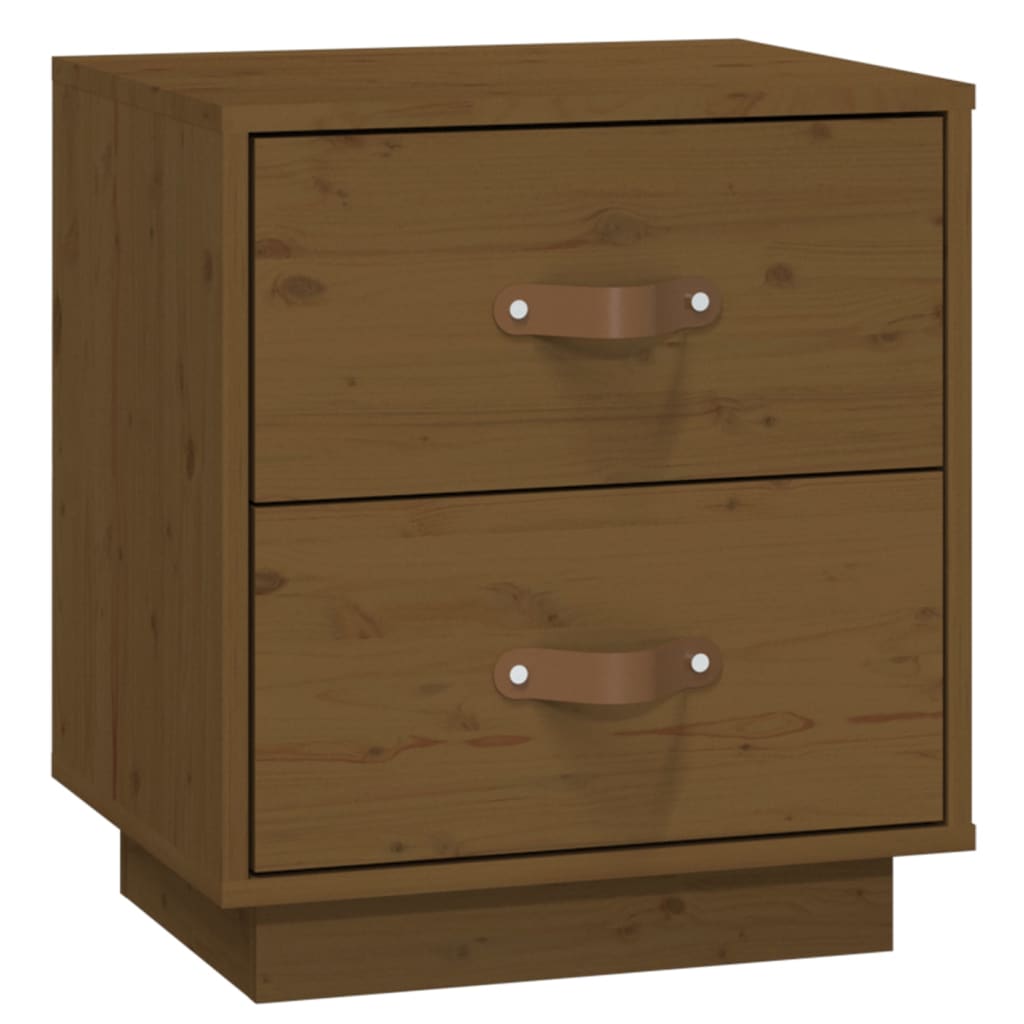 Sengeborde 2 stk Honningbrun 40x34x45 cm massiv fyrretræ
