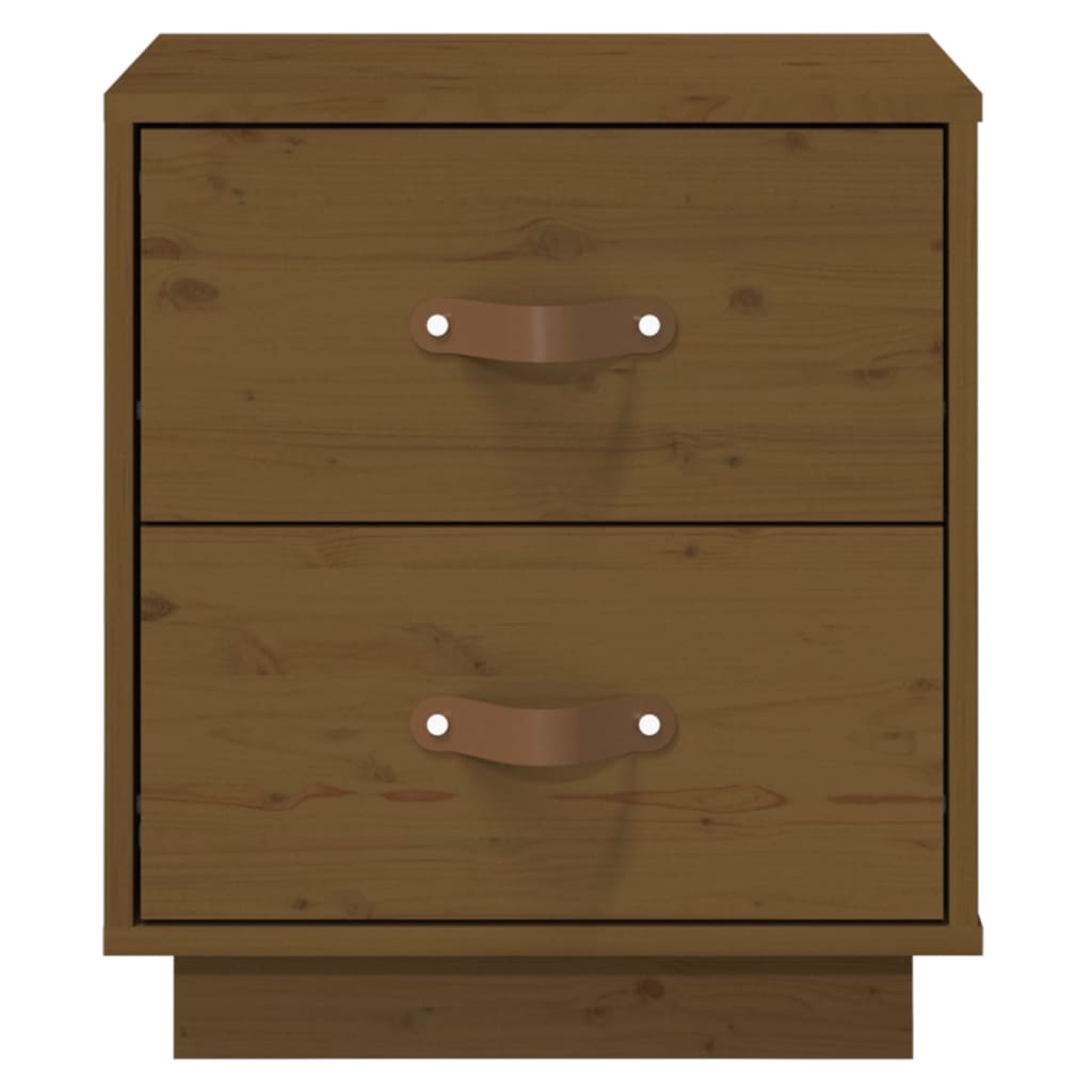 Sengeborde 2 stk Honningbrun 40x34x45 cm massiv fyrretræ
