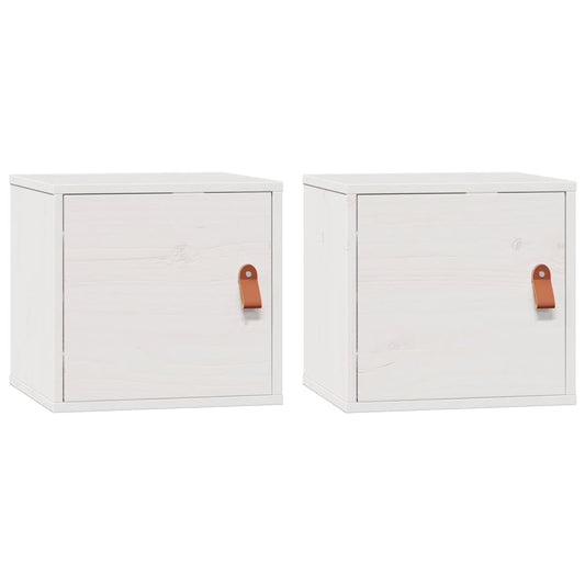 Wandschränke 2 Stk. Weiß 31,5x30x30 cm Massivholz Kiefer