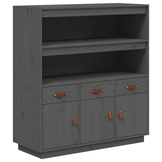 Highboard Grau 100x40x108,5 cm Massivholz Kiefer