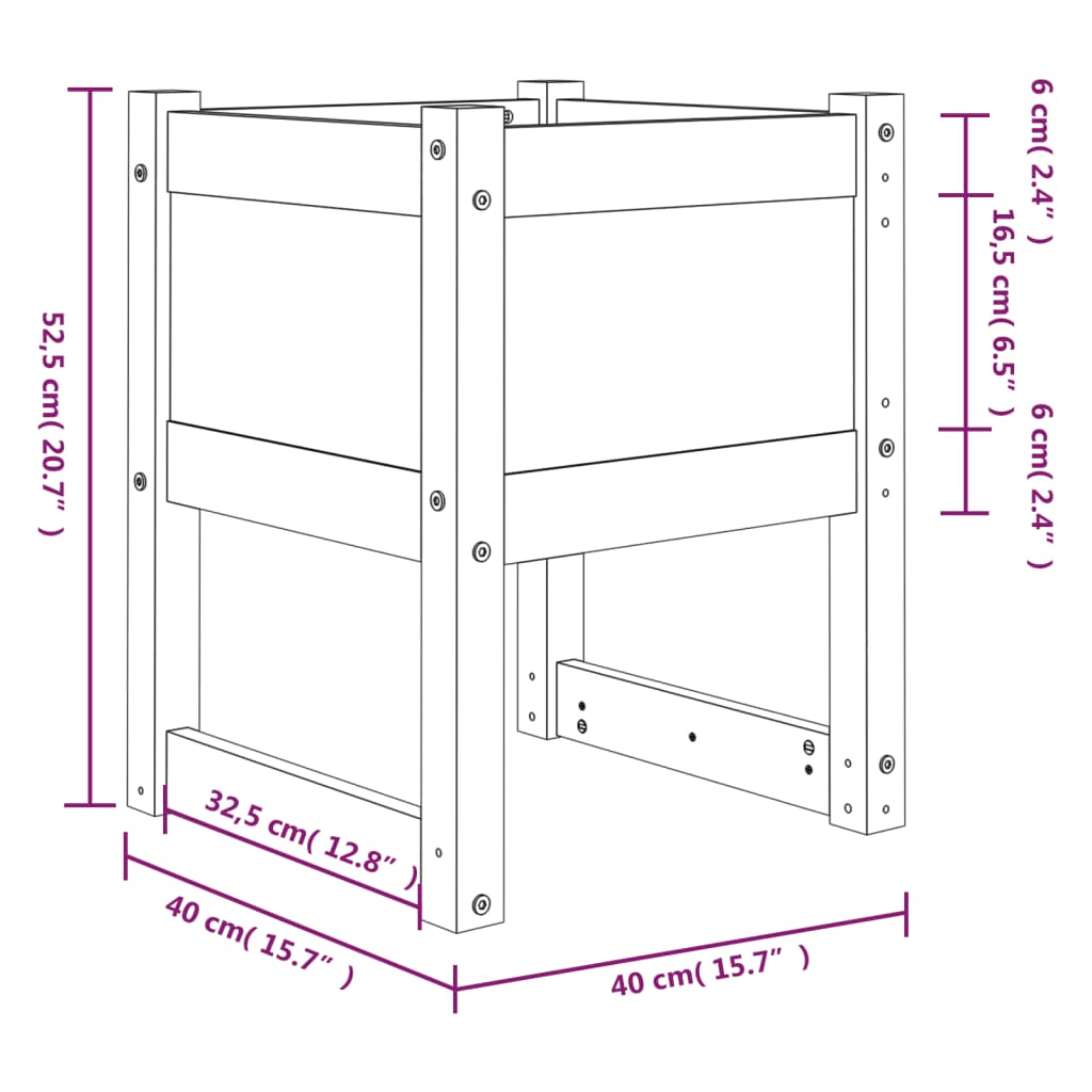 Plantepotte Hvid 40x40x52,5 cm Massiv Fyrretræ