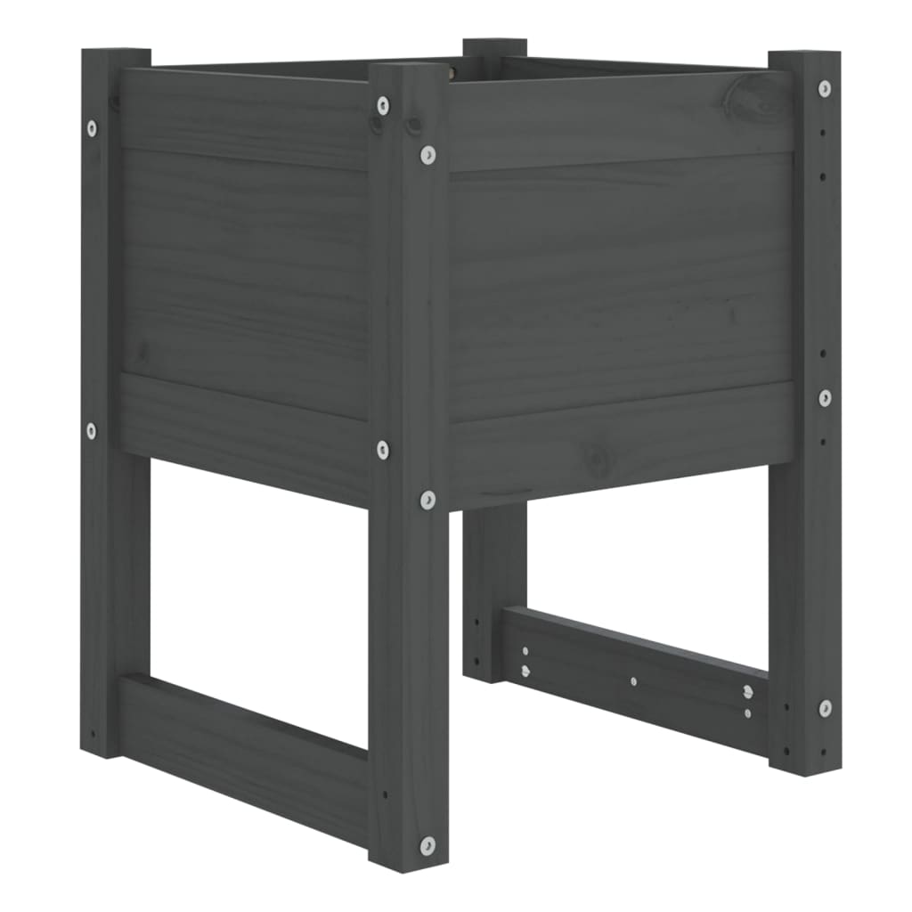 Plantepotte 2 stk Grå 40x40x52,5 cm massiv fyrretræ