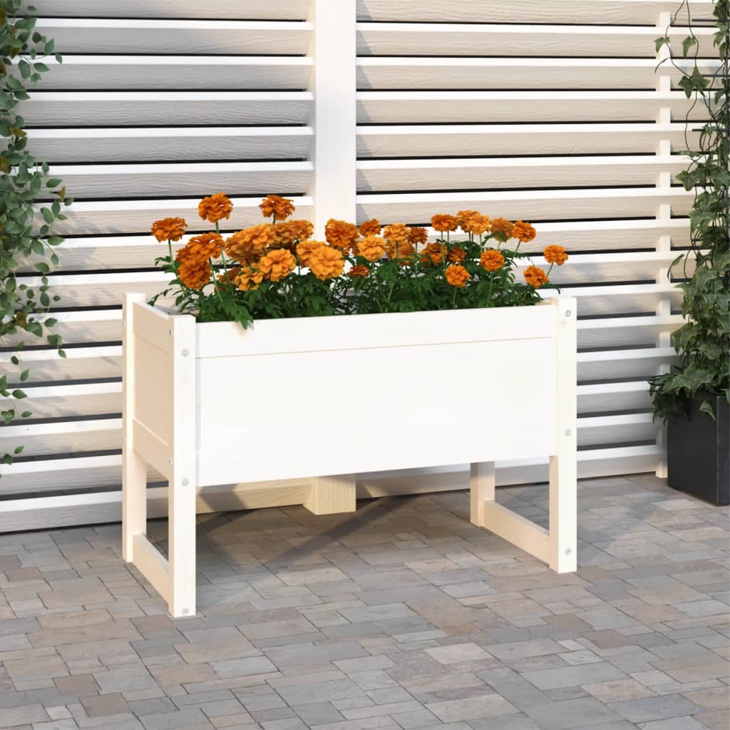 Plantepotte Hvid 78x40x52 cm Massiv Fyrretræ