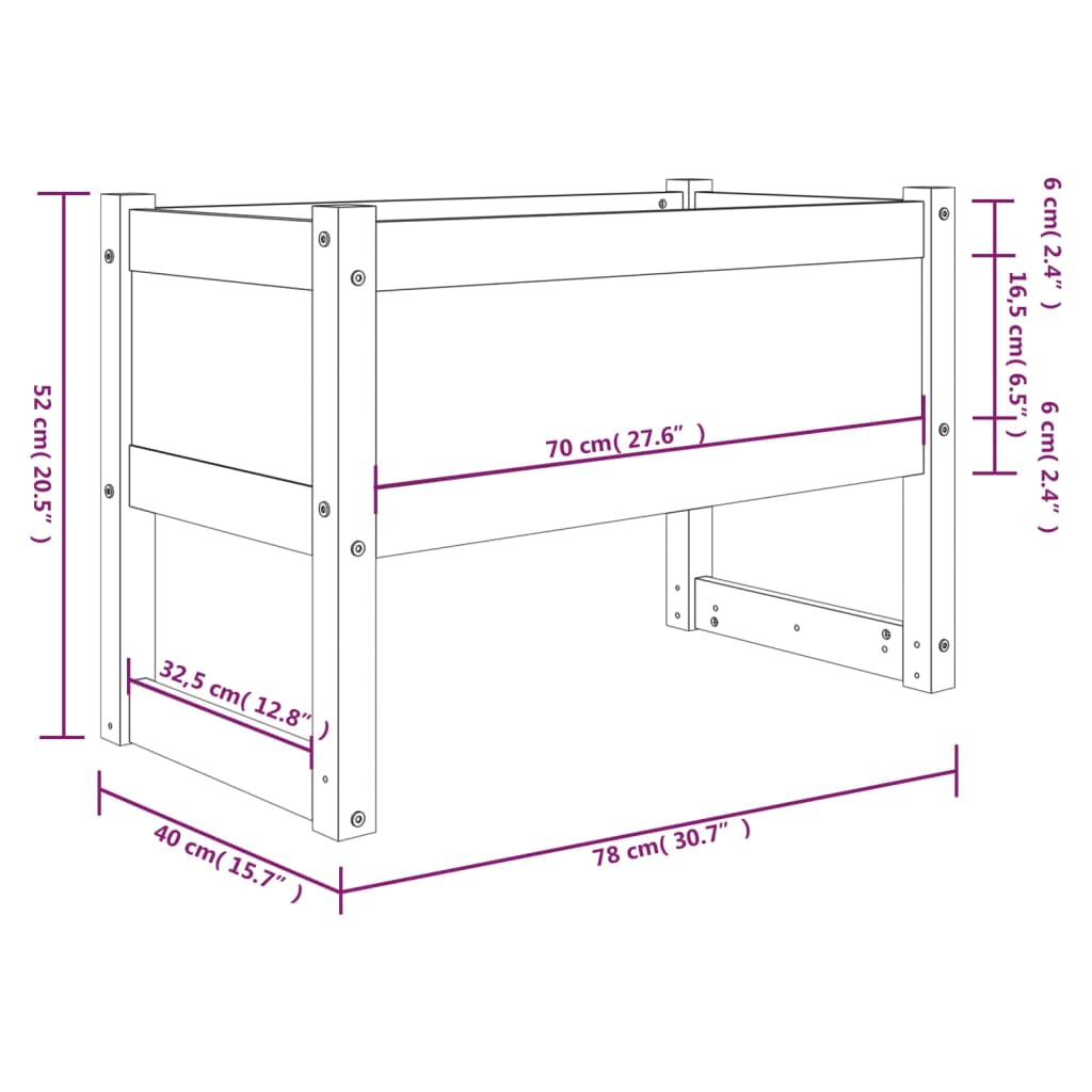 Plantekrukke honningbrun 78x40x52 cm massivt fyrretræ