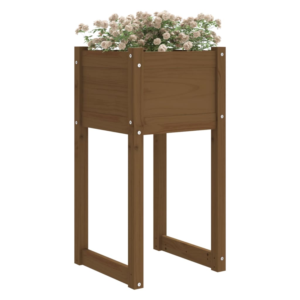 Plantepotte 2 stk Honningbrun 40x40x81 cm massiv fyrretræ