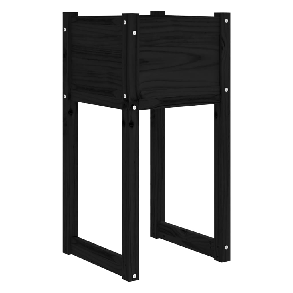 Plantekrukke Sort 40x40x81 cm Massiv fyrretræ