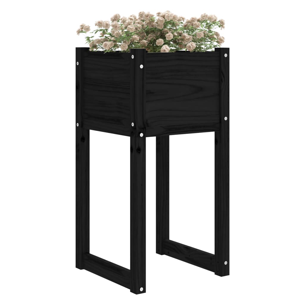 Plantekrukke Sort 40x40x81 cm Massiv fyrretræ