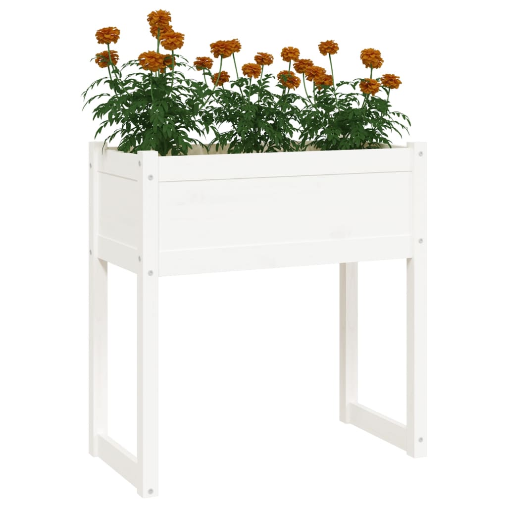 Plantepotte Hvid 78x40x81 cm Massiv fyrretræ