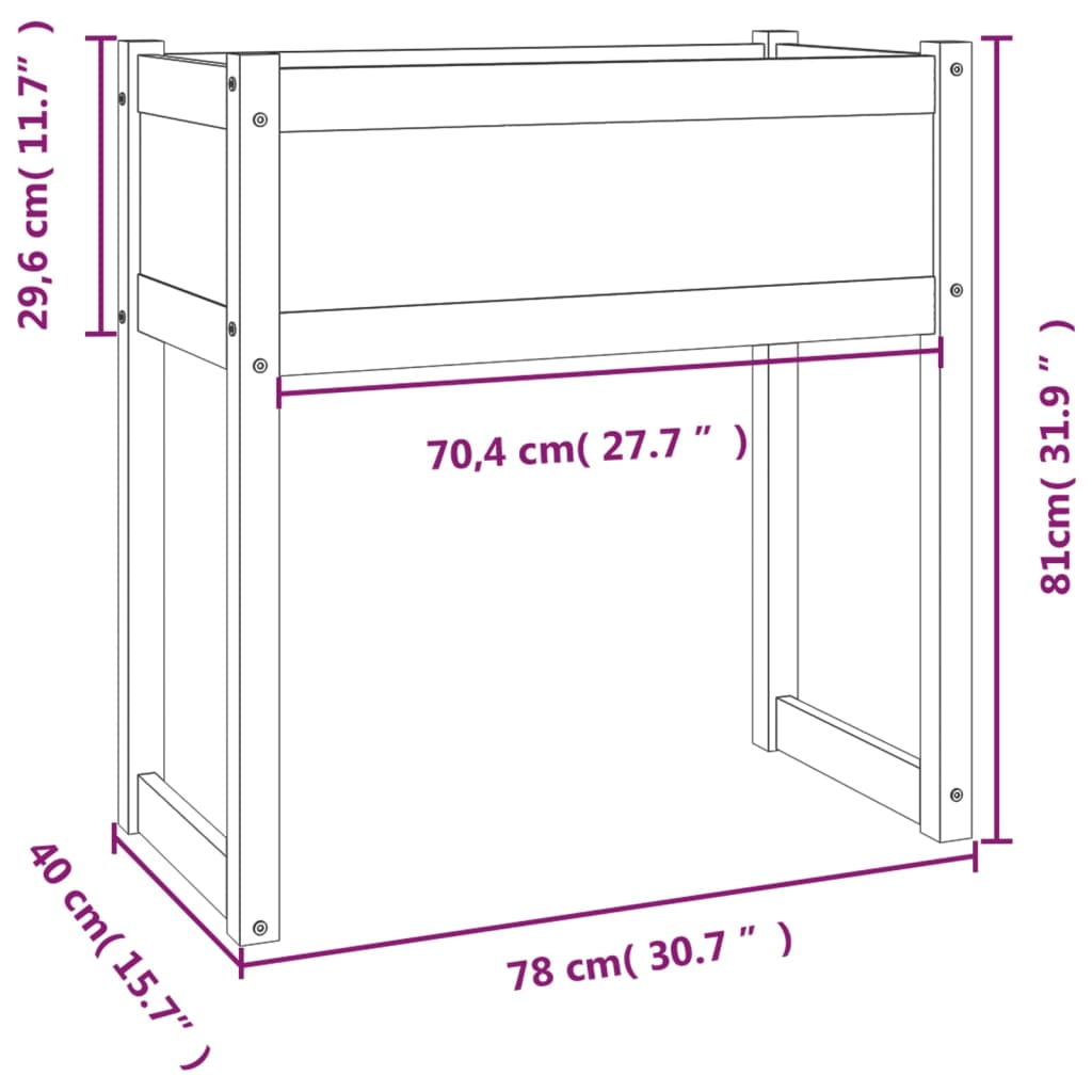 Plantepotte Hvid 78x40x81 cm Massiv fyrretræ