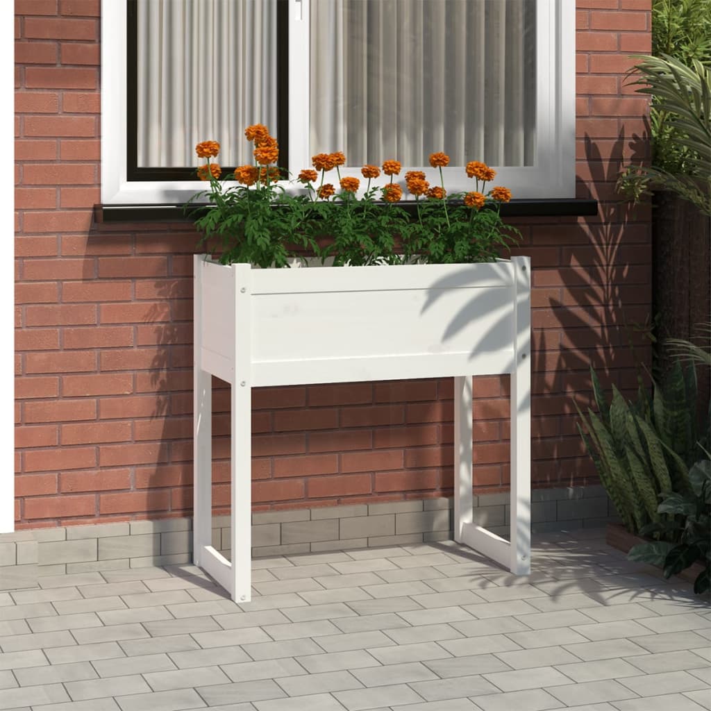 Plantepotte Hvid 78x40x81 cm Massiv fyrretræ