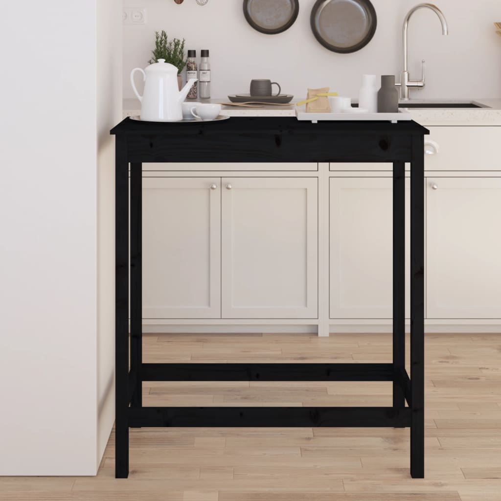 Barbord Sort 100x50x110 cm Massiv Fyr