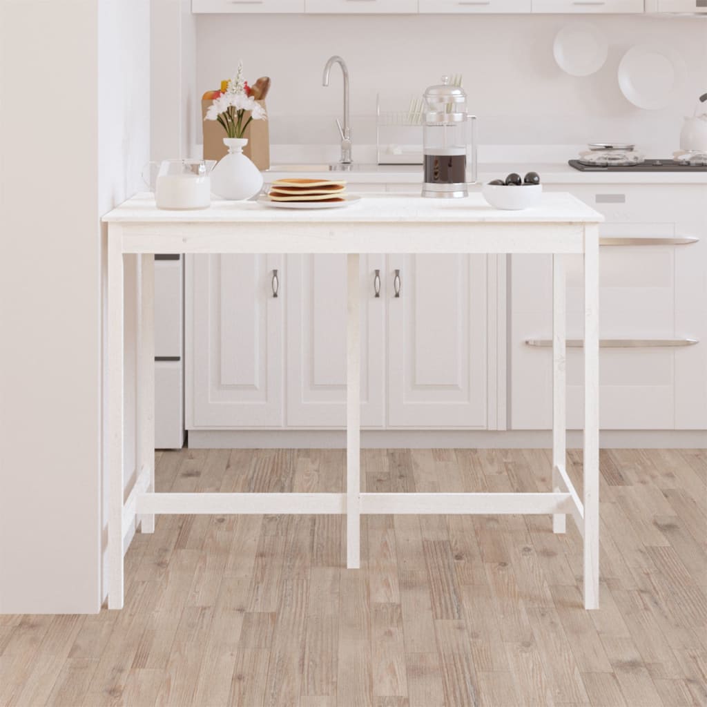 Barbord hvidt 140x80x110 cm massivt fyrretræ