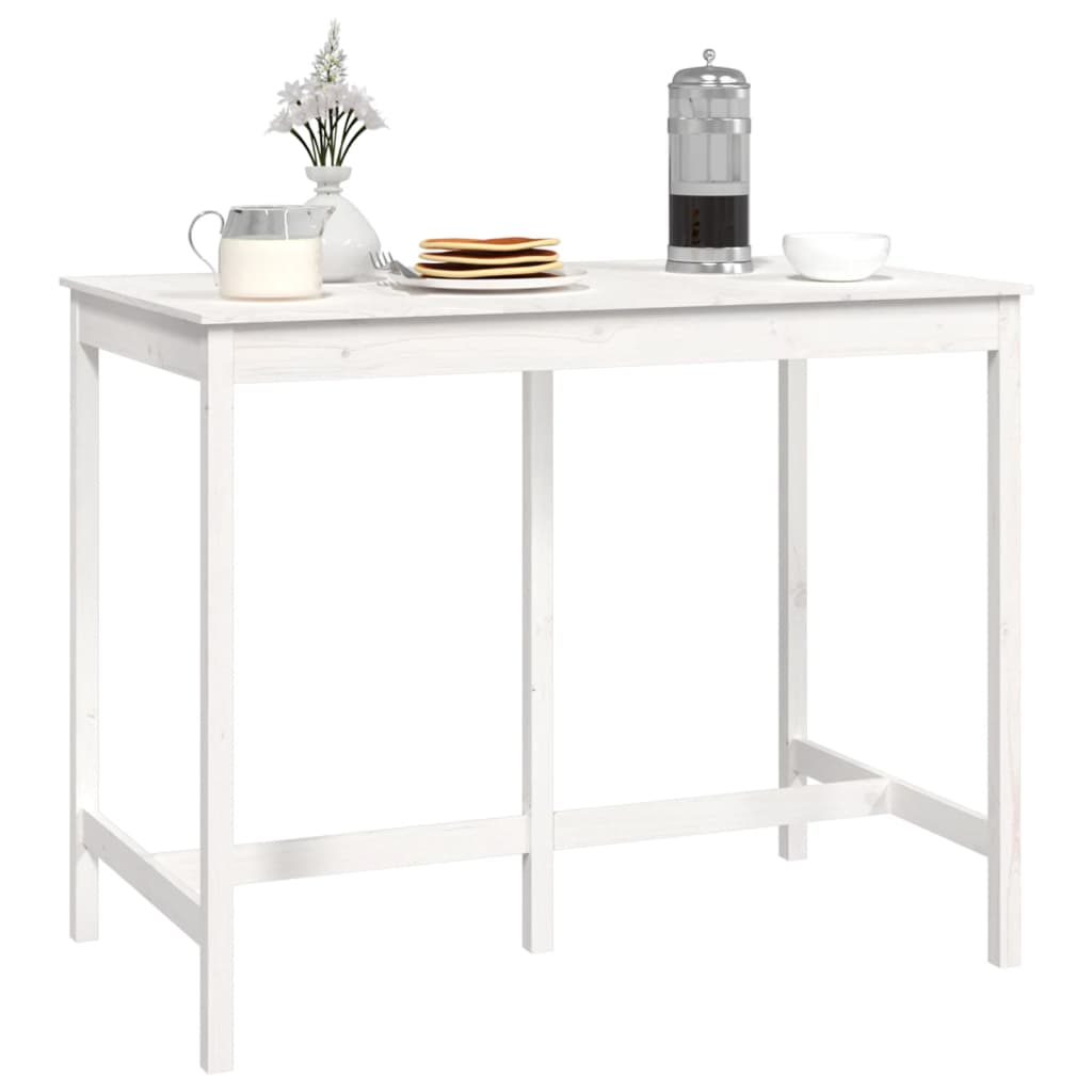 Barbord hvidt 140x80x110 cm massivt fyrretræ