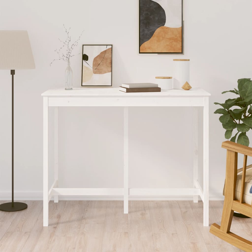Barbord hvidt 140x80x110 cm massivt fyrretræ