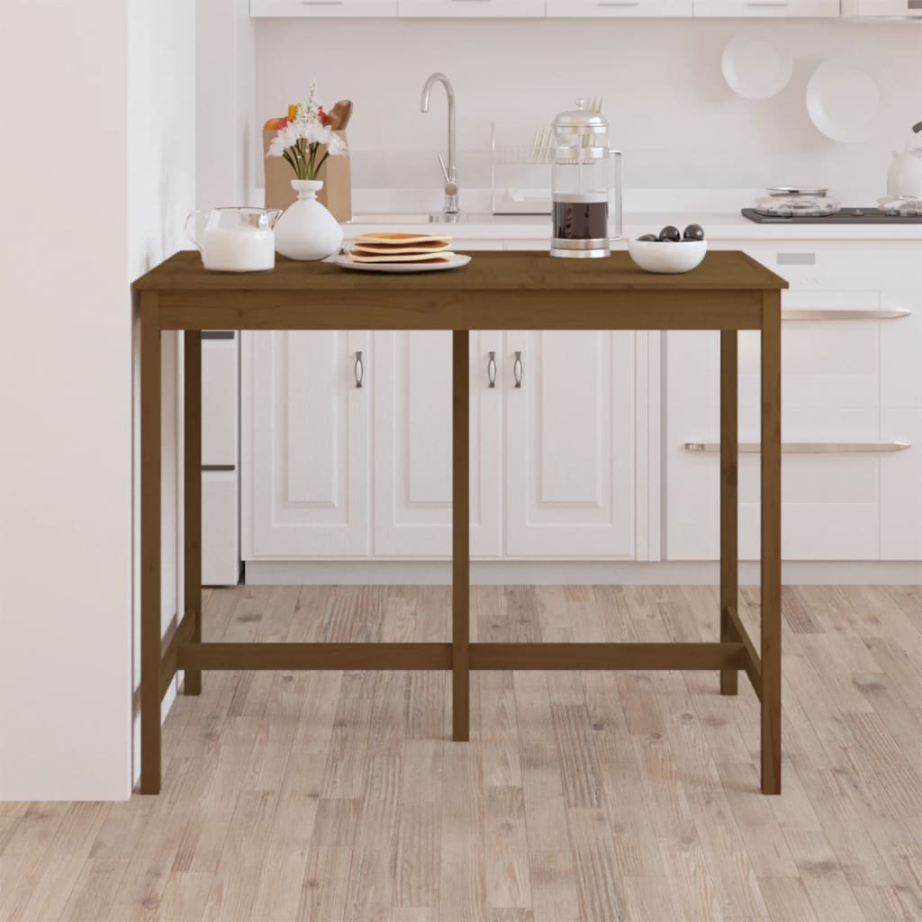 Barbord honningbrunt 140x80x110 cm massivt fyrretræ