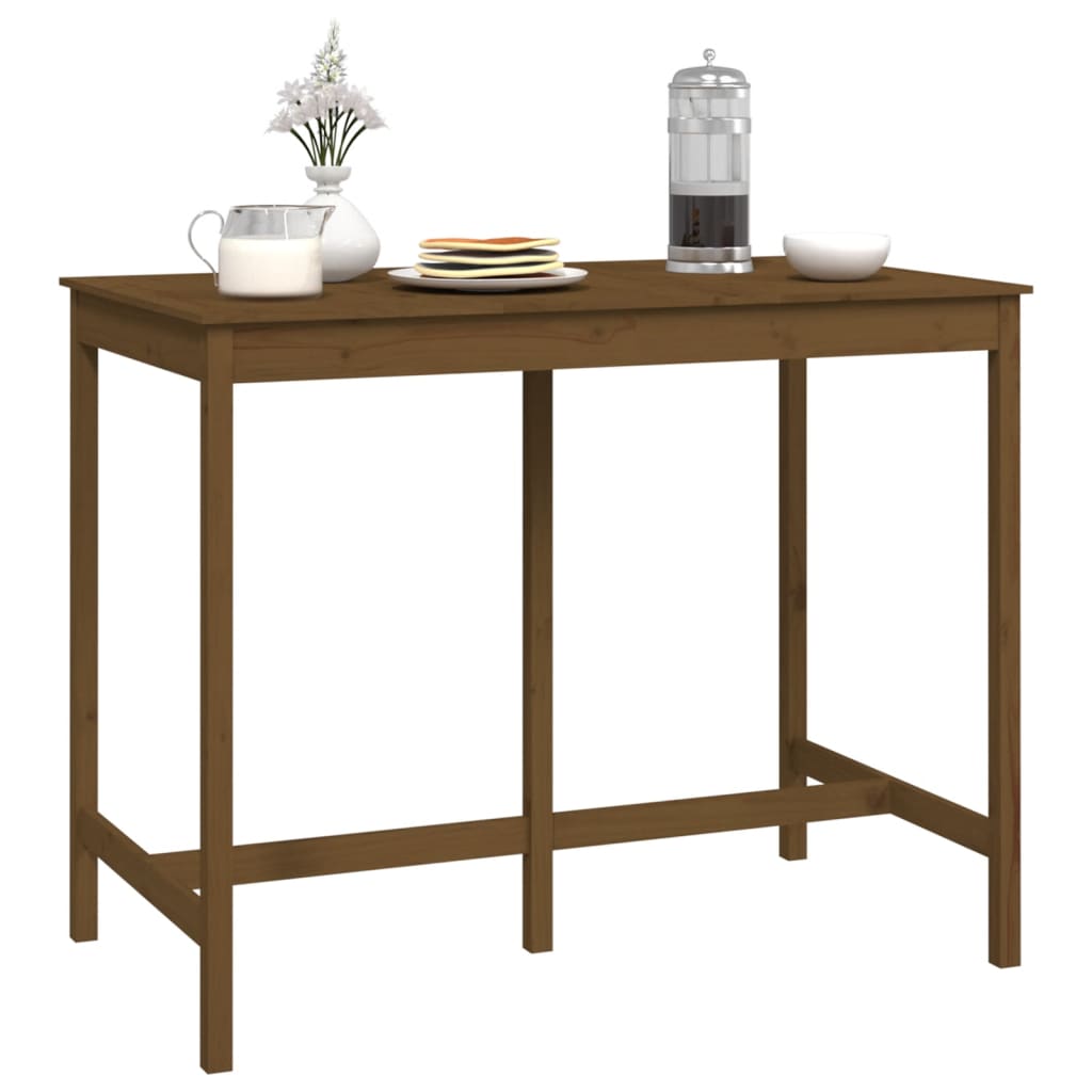 Barbord honningbrunt 140x80x110 cm massivt fyrretræ