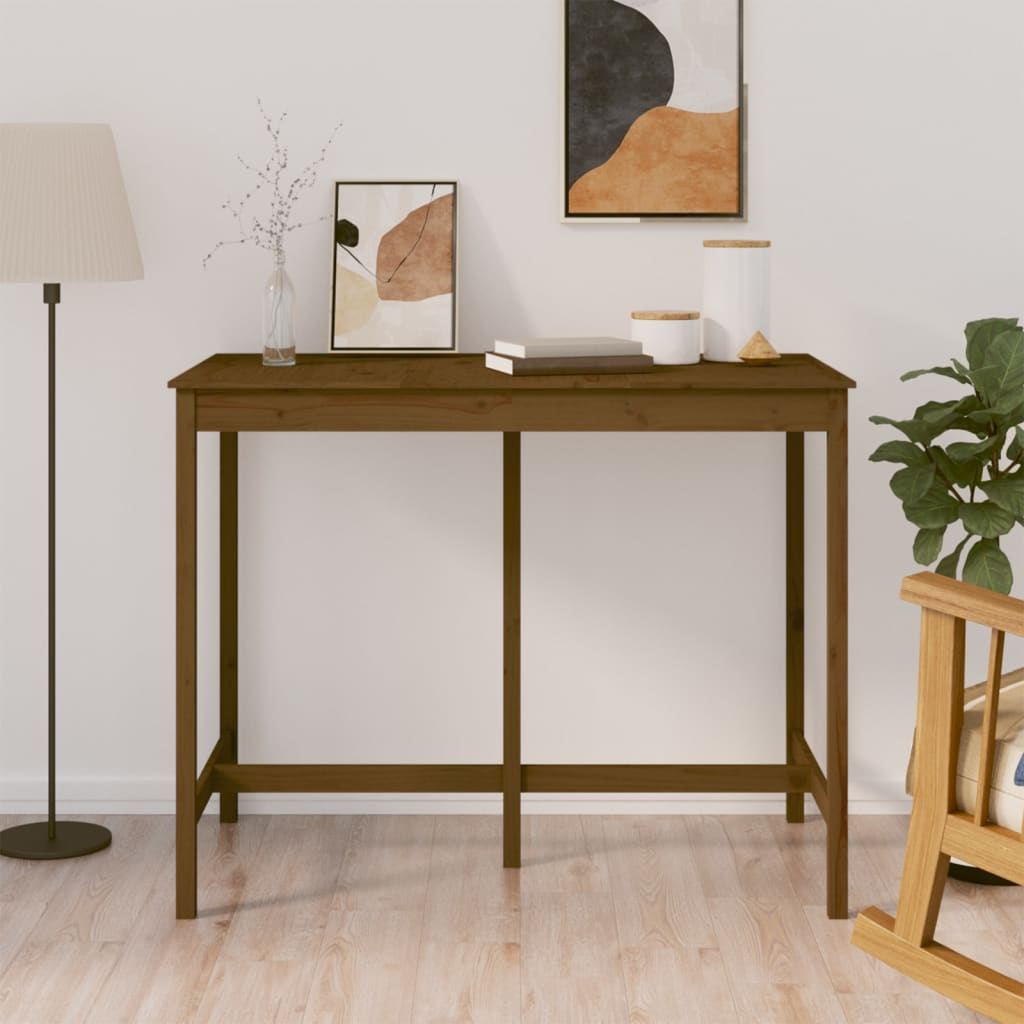 Barbord honningbrunt 140x80x110 cm massivt fyrretræ
