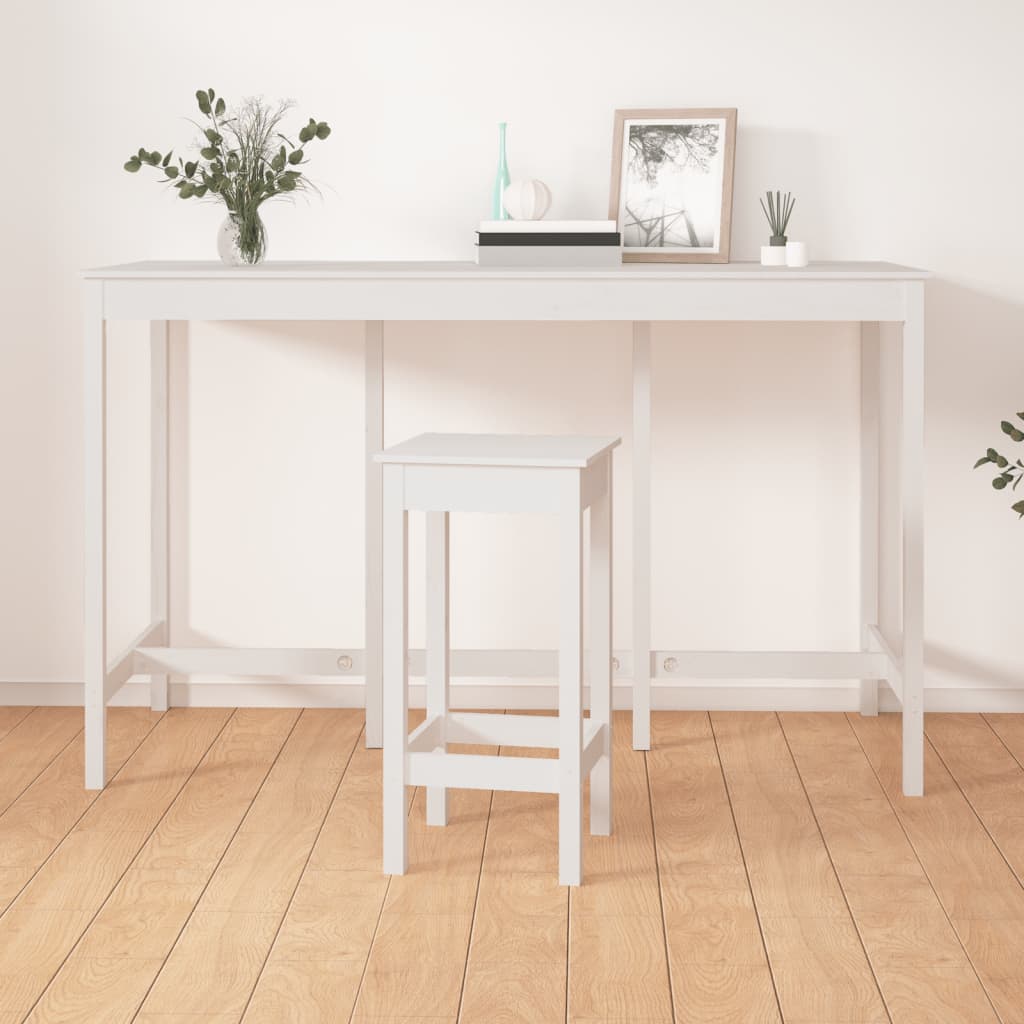 Barbord Hvid 180x80x110 cm Massiv Fyr