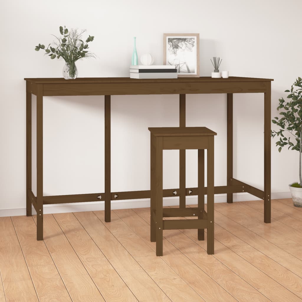 Barbord honningbrunt 180x80x110 cm massivt fyrretræ