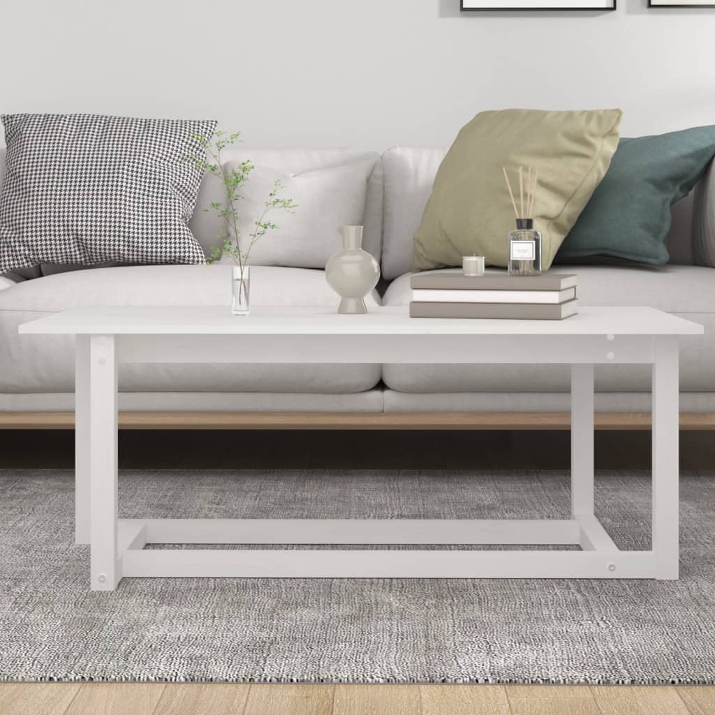 Sofabord Hvid 110x55x45 cm Massiv Fyr