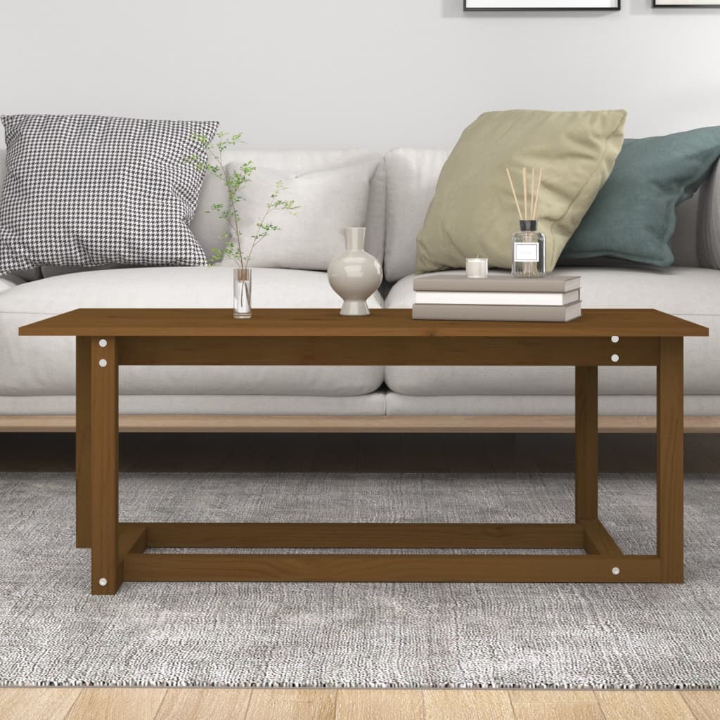 Sofabord honningbrunt 110x55x45 cm massivt fyrretræ