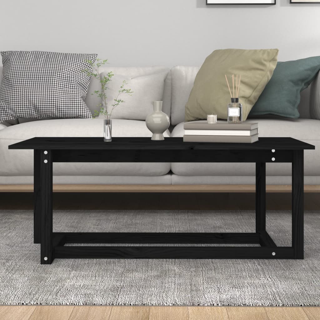 Sofabord Sort 110x55x45 cm Massiv Fyr