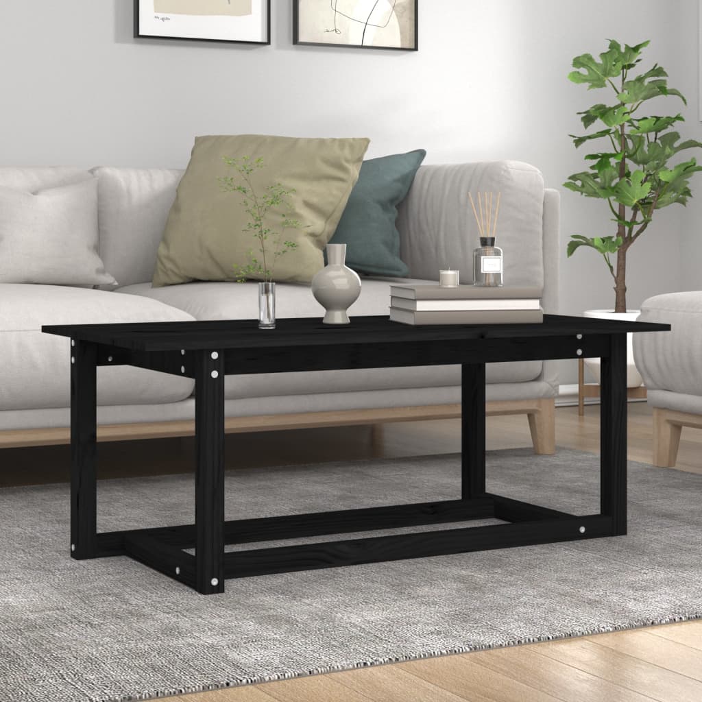 Sofabord Sort 110x55x45 cm Massiv Fyr