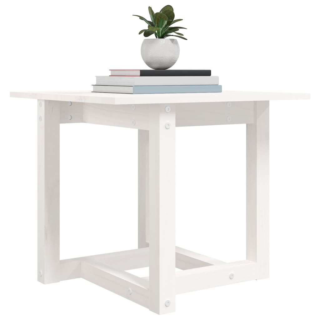 Sofabord Hvid 50x50x45 cm Massiv Fyr