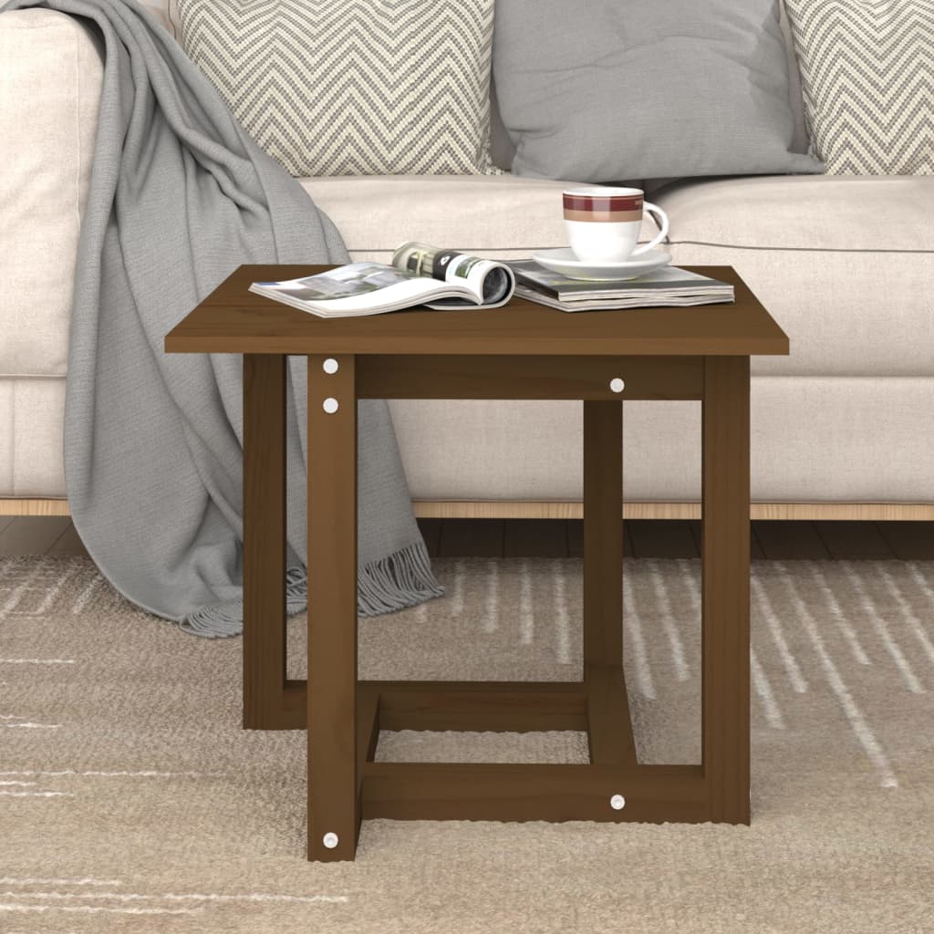 Sofabord honningbrunt 50x50x45 cm massivt fyrretræ