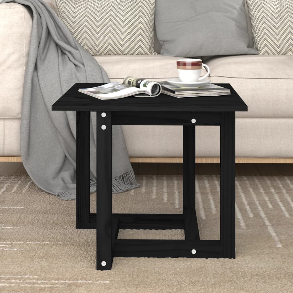 Sofabord Sort 50x50x45 cm Massiv Fyr