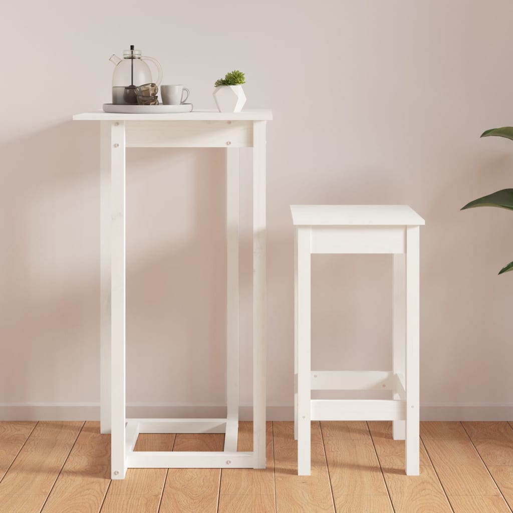 Barbord Hvid 60x60x110 cm Massiv Fyrretræ