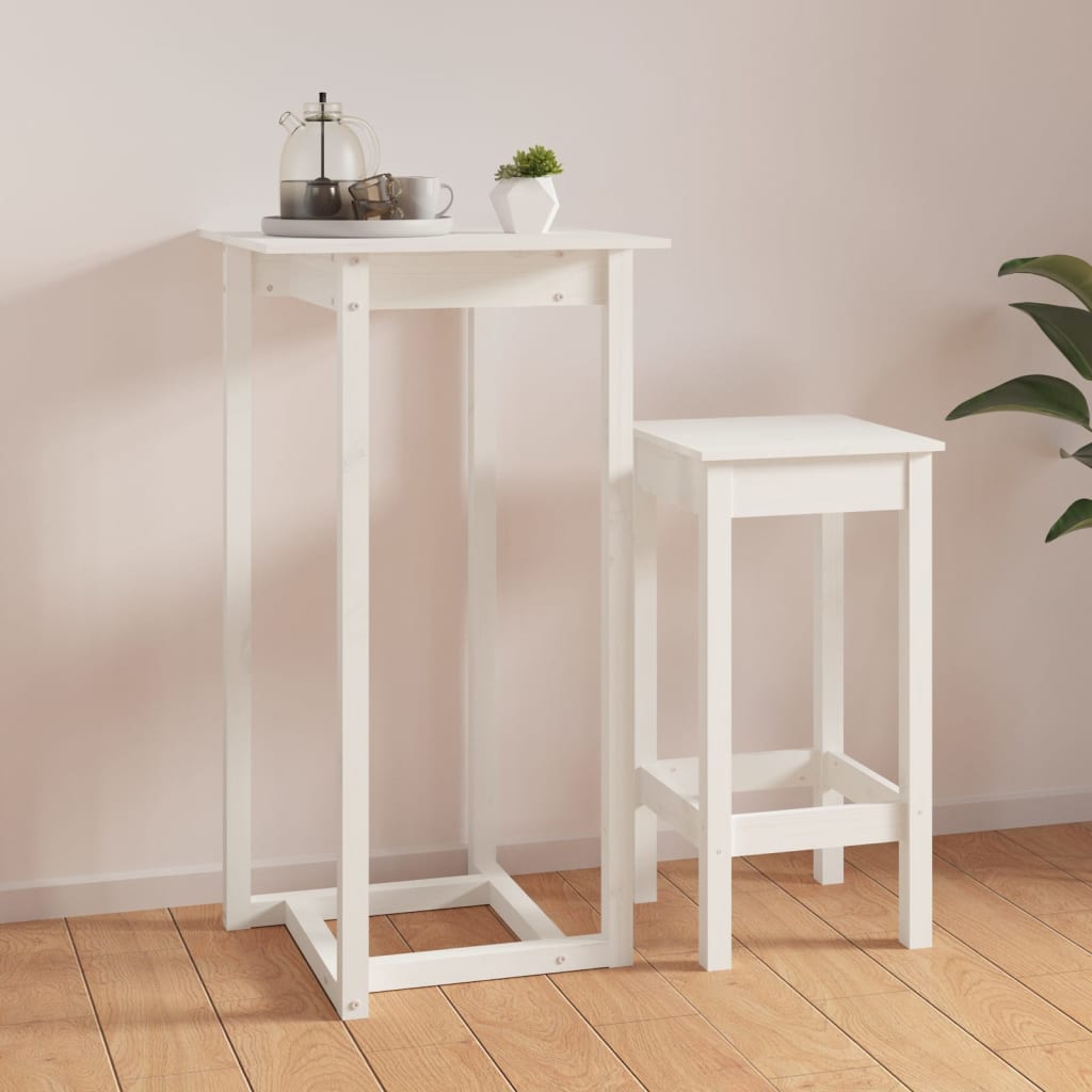 Barbord Hvid 60x60x110 cm Massiv Fyrretræ