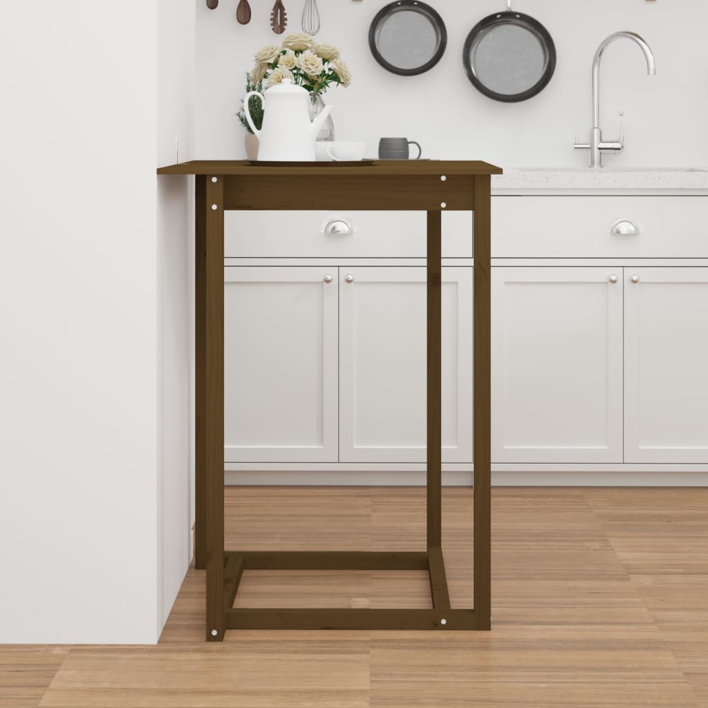 Barbord honningbrunt 80x80x110 cm massivt fyrretræ