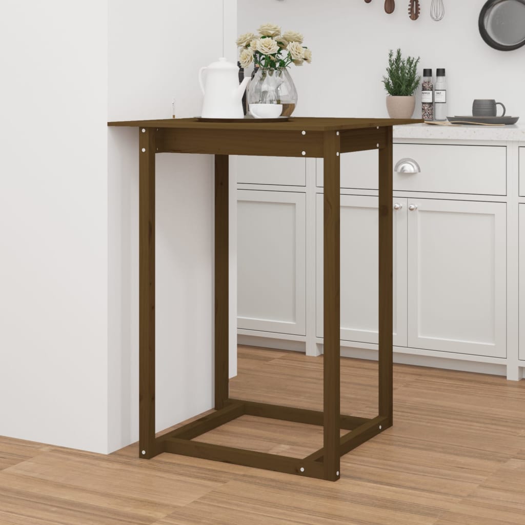 Barbord honningbrunt 80x80x110 cm massivt fyrretræ