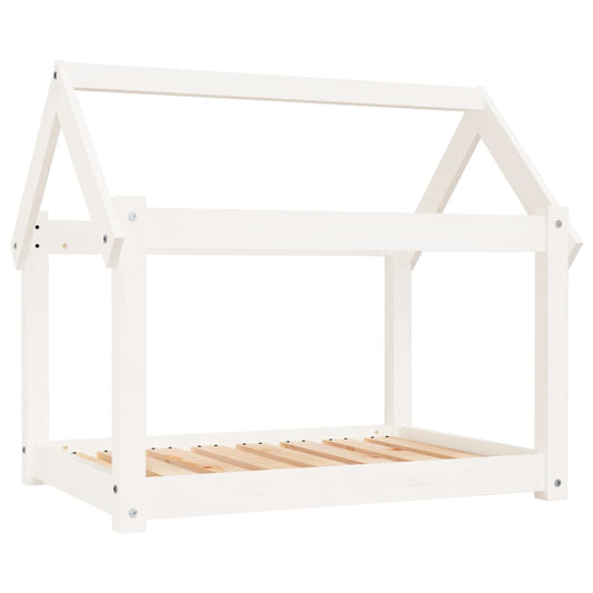 Hundebett Weiß 81x60x70 cm Massivholz Kiefer