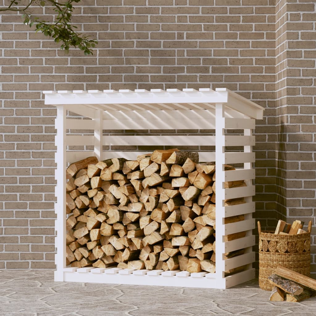 Brændestativ Hvid 108x73x108 cm Massiv Fyr